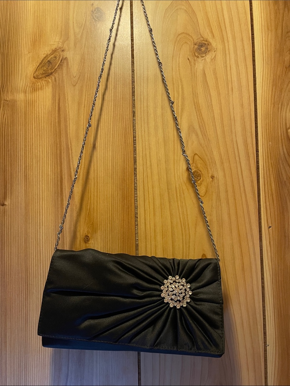 Vintage Elegant Black Rhinestone Clutch Shoulder Bag